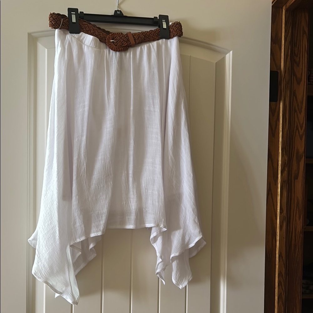 Iz Byer White Asymmetrical Midi Skirt Resort Wear